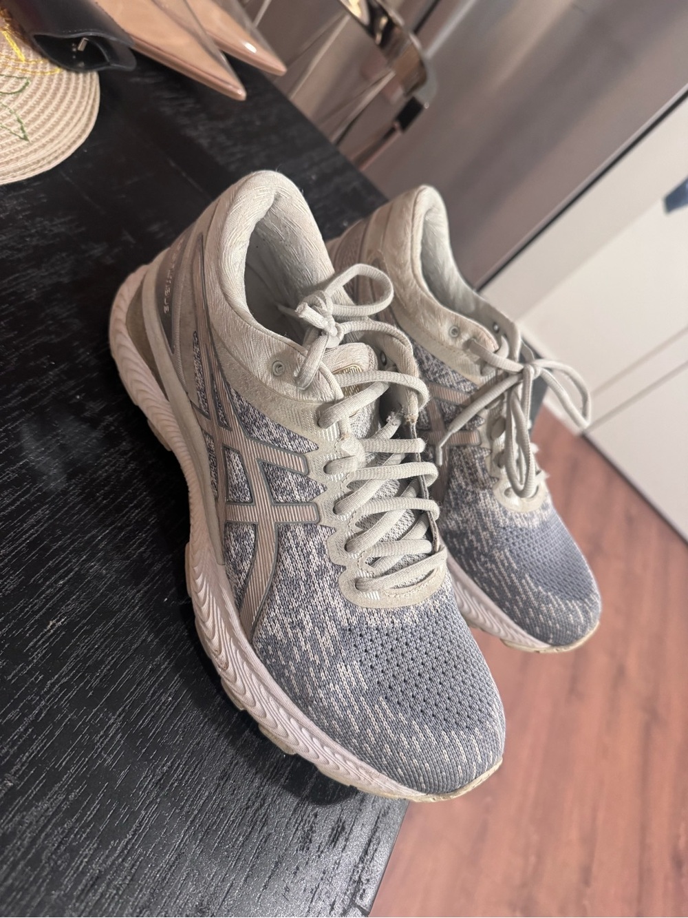 Asics Women's Athletic Running Shoes in Light Gray and Blue
